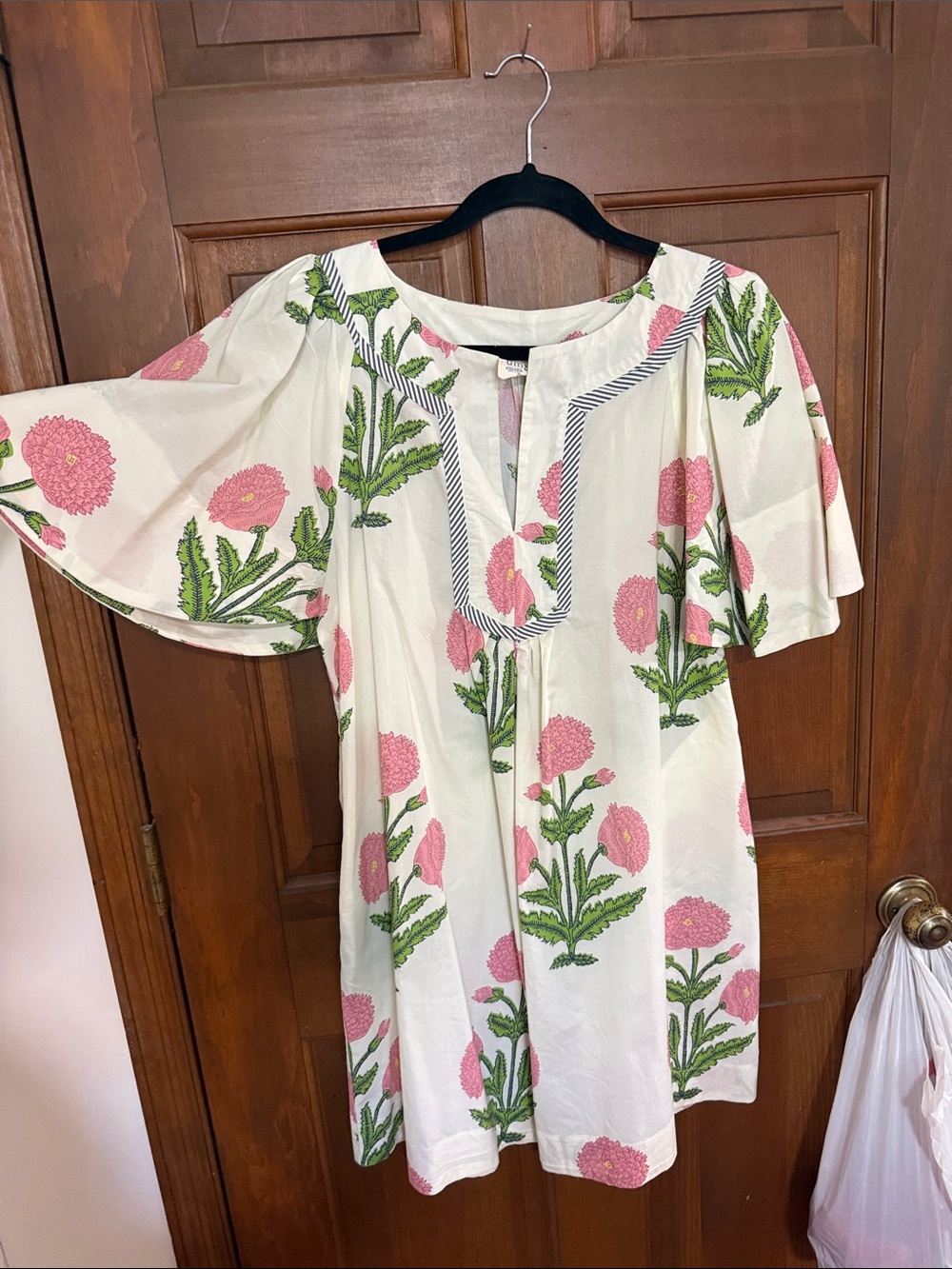 Umgee Pink & Green Floral Puff-Sleeve Tunic
